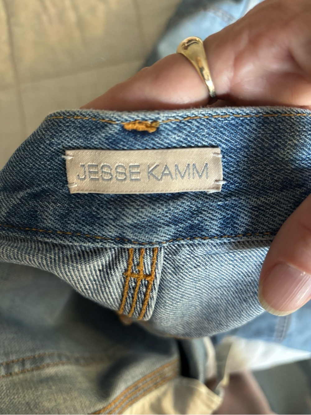 Jesse Kamm Patchfront Handy Pants in Cowboy Blue denim - Picture 4 of 8